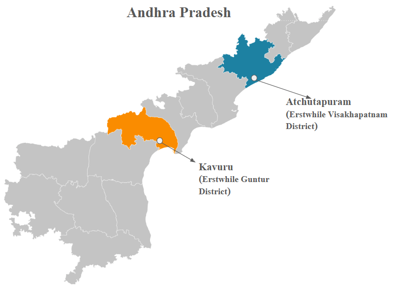Figure 1: Location of Atchutapuram and Kavuru in Andhra Pradesh 
Chart prepared by Author 